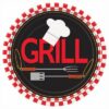 BBQ Design Paper Plates- Black, Red & White Design x8